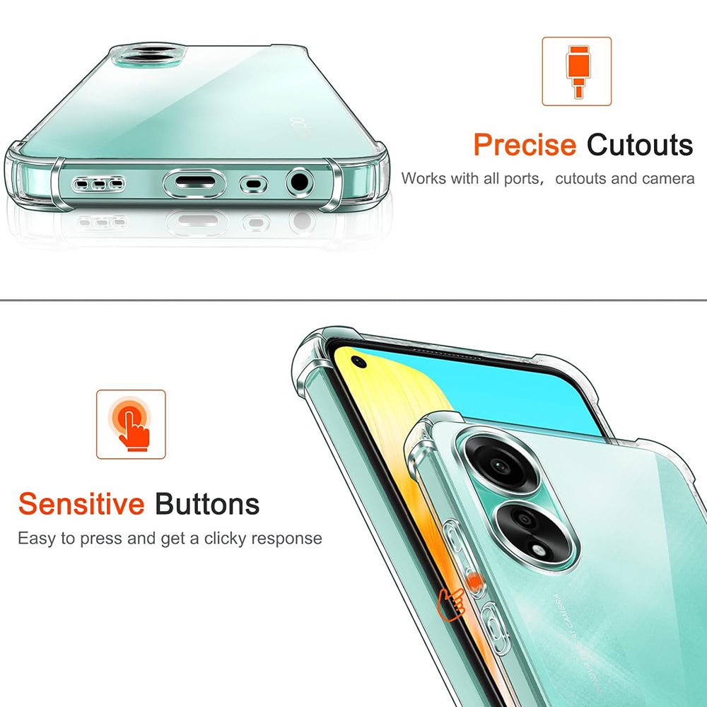 Hoes voor Oppo A78 4G, Techsuit, Schokbestendig Helder, Transparant
