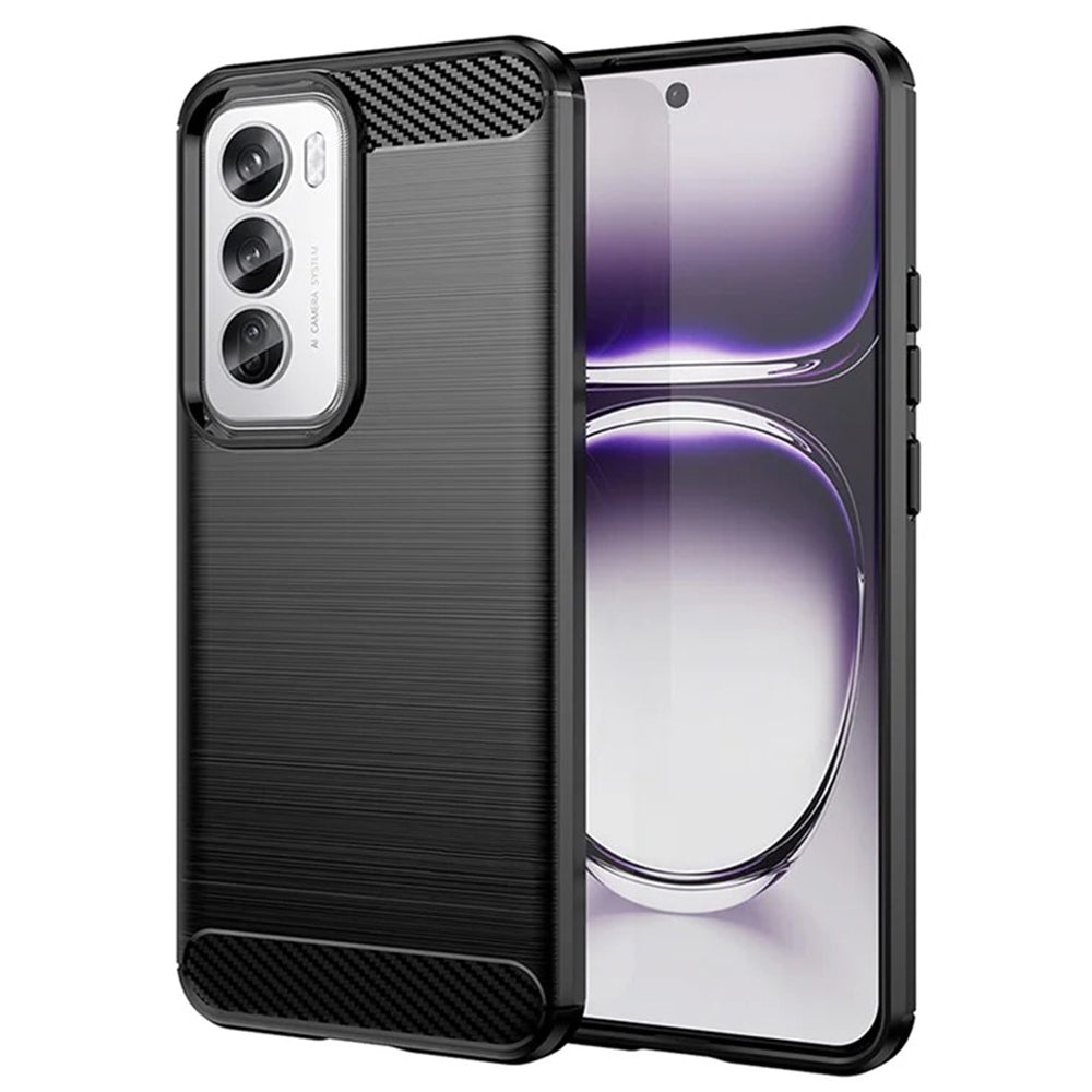 Hoesje voor Oppo Reno12, Techsuit, Carbon, Zwart