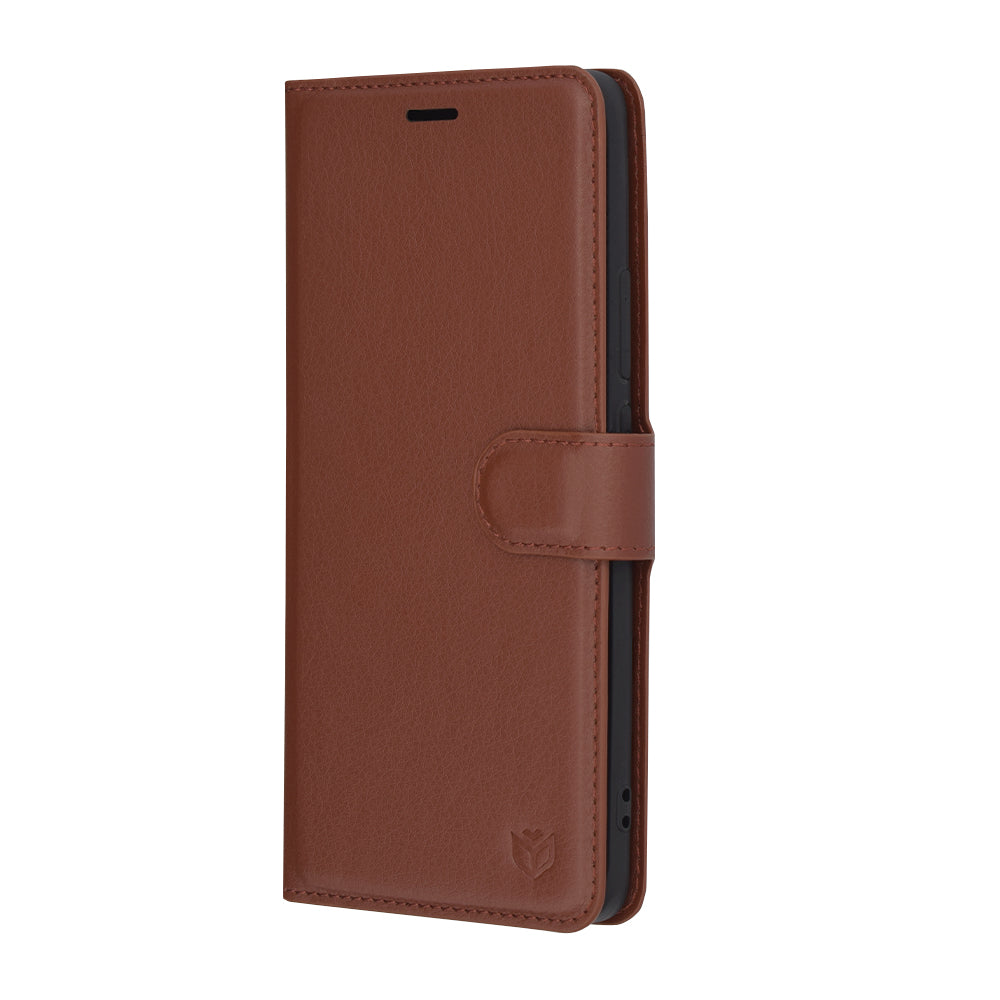 Hoes voor Oppo Reno12, Techsuit, Leather Folio, Bruin