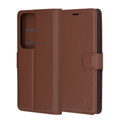 Hoes voor Oppo Reno12, Techsuit, Leather Folio, Bruin