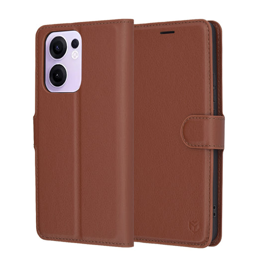 Hoesje voor Oppo Reno13 FS 5G / Reno13 F 4G / Reno13 F, Techsuit, Lederen Folio, Bruin