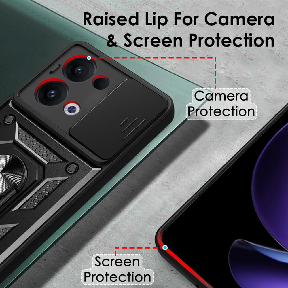 Hoes voor Oppo Reno13, Techsuit, CamShield, Zwart