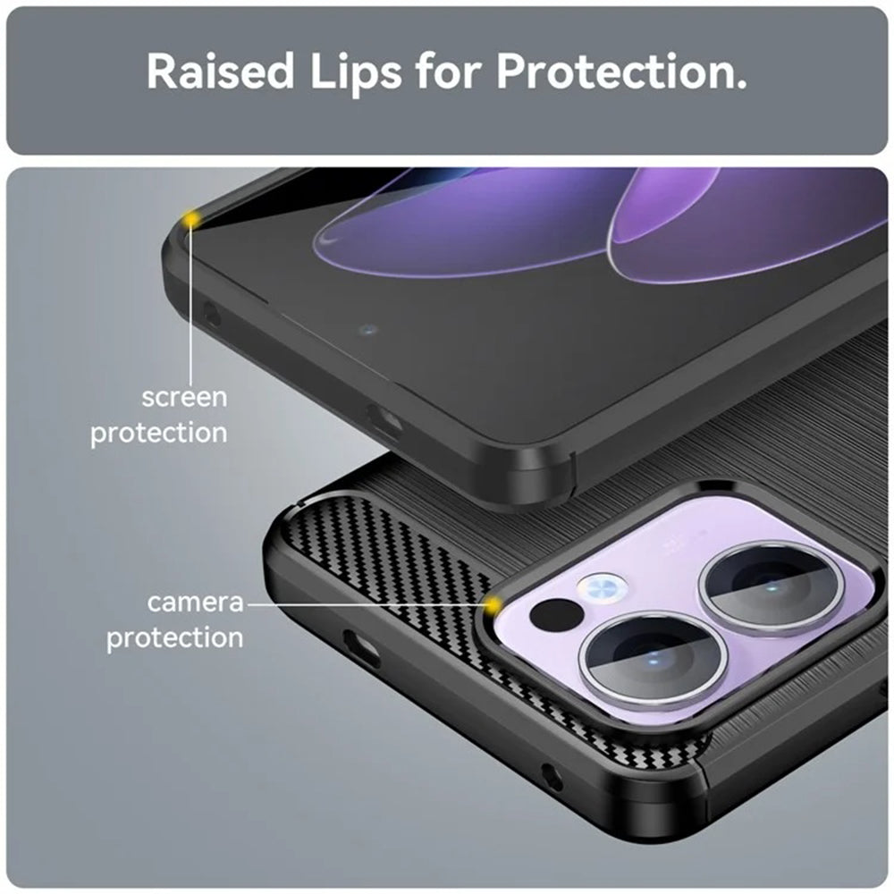 Hoes voor Oppo Reno13, Techsuit, Carbon, Zwart