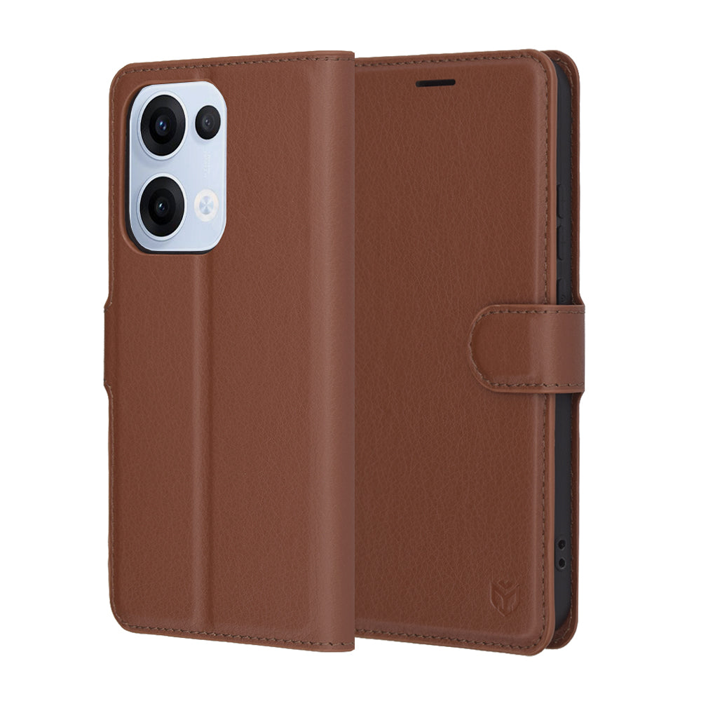 Hoes voor Oppo Reno13, Techsuit, Leather Folio, Bruin