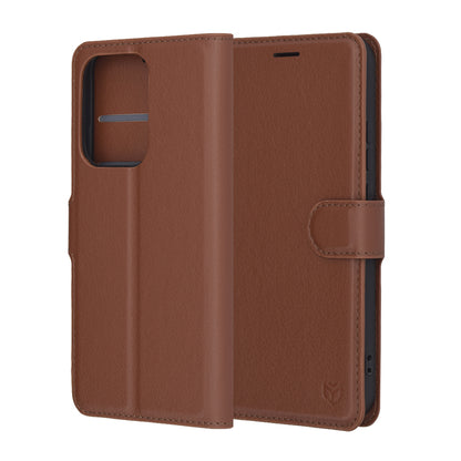 Hoes voor Oppo Reno13, Techsuit, Leather Folio, Bruin