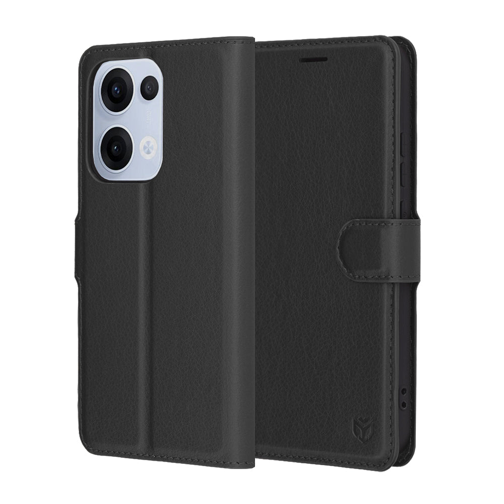 Hoes voor Oppo Reno13, Techsuit, Leather Folio, Zwart