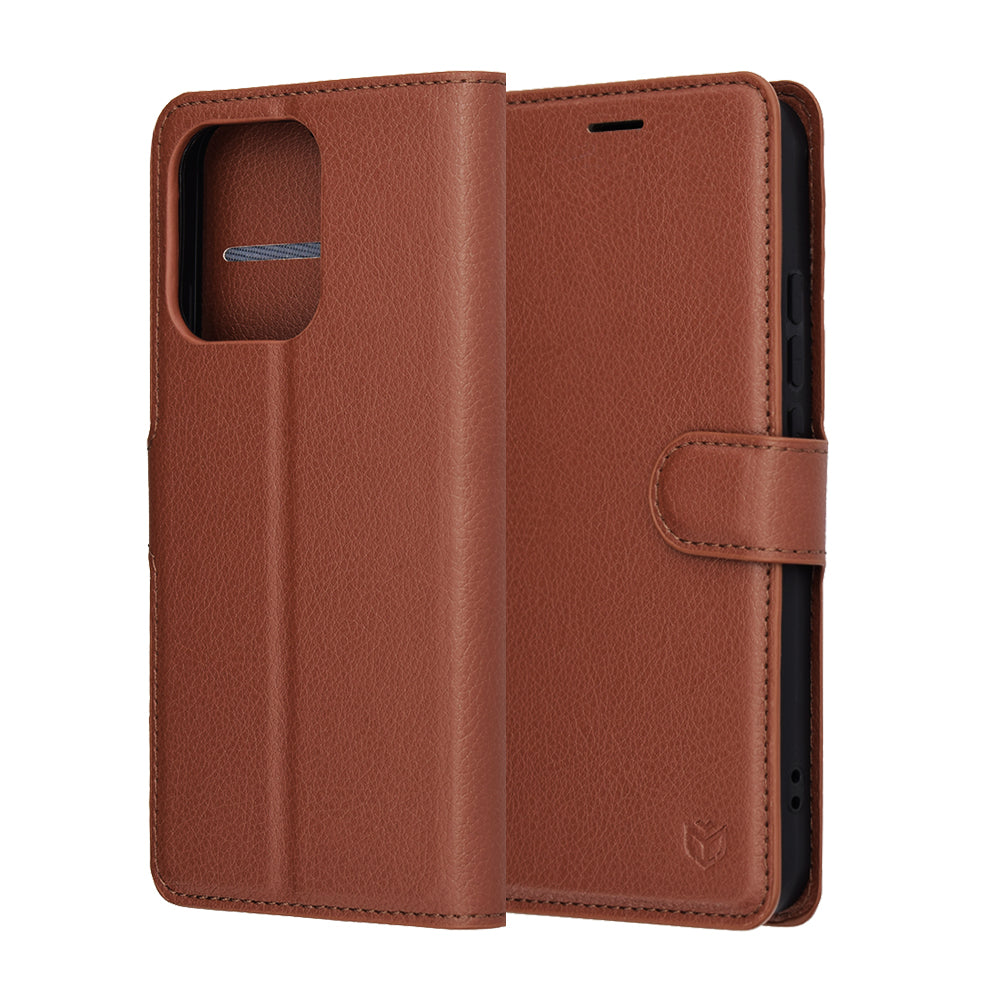 Hoes voor Oppo Reno14, Techsuit, Leather Folio, Bruin