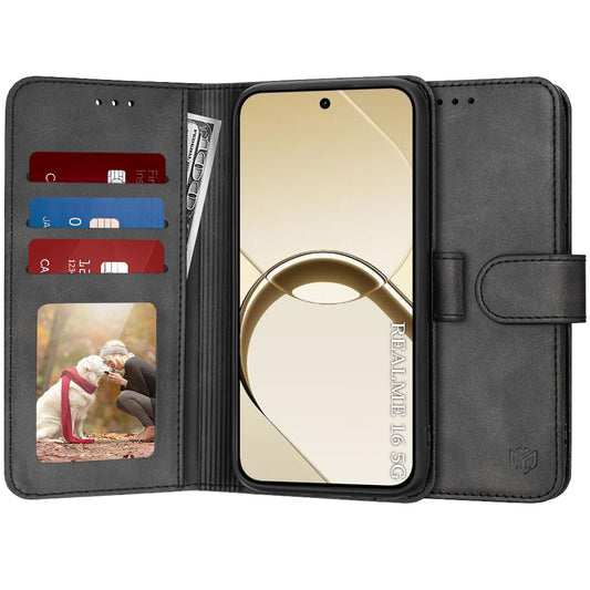 Case for Realme 16, Techsuit, Diary Book, Black