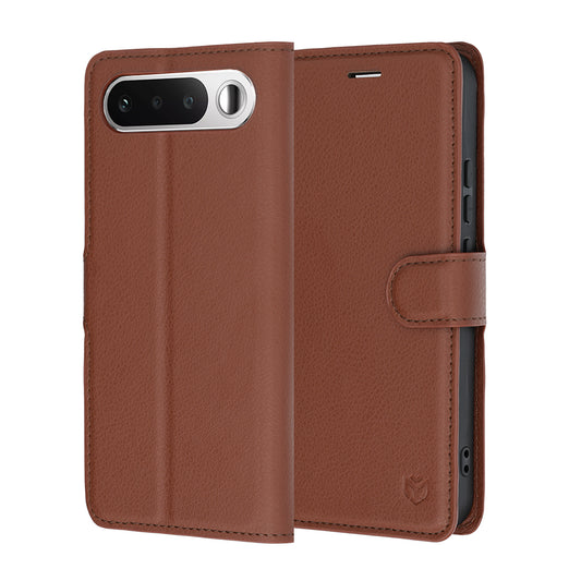 Case for Realme 16, Techsuit, Leather Folio, Brown