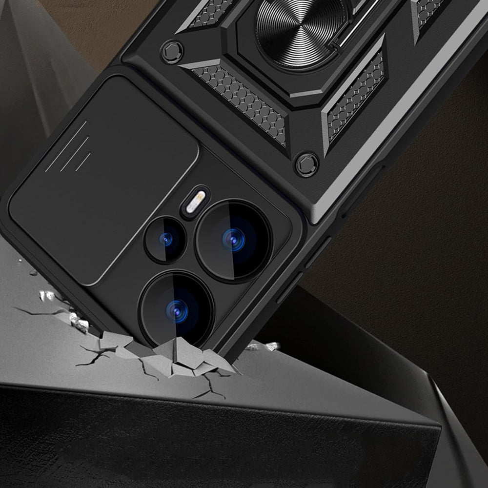 Hoes voor Realme GT 6T / GT 6, Techsuit, CamShield, Zwart