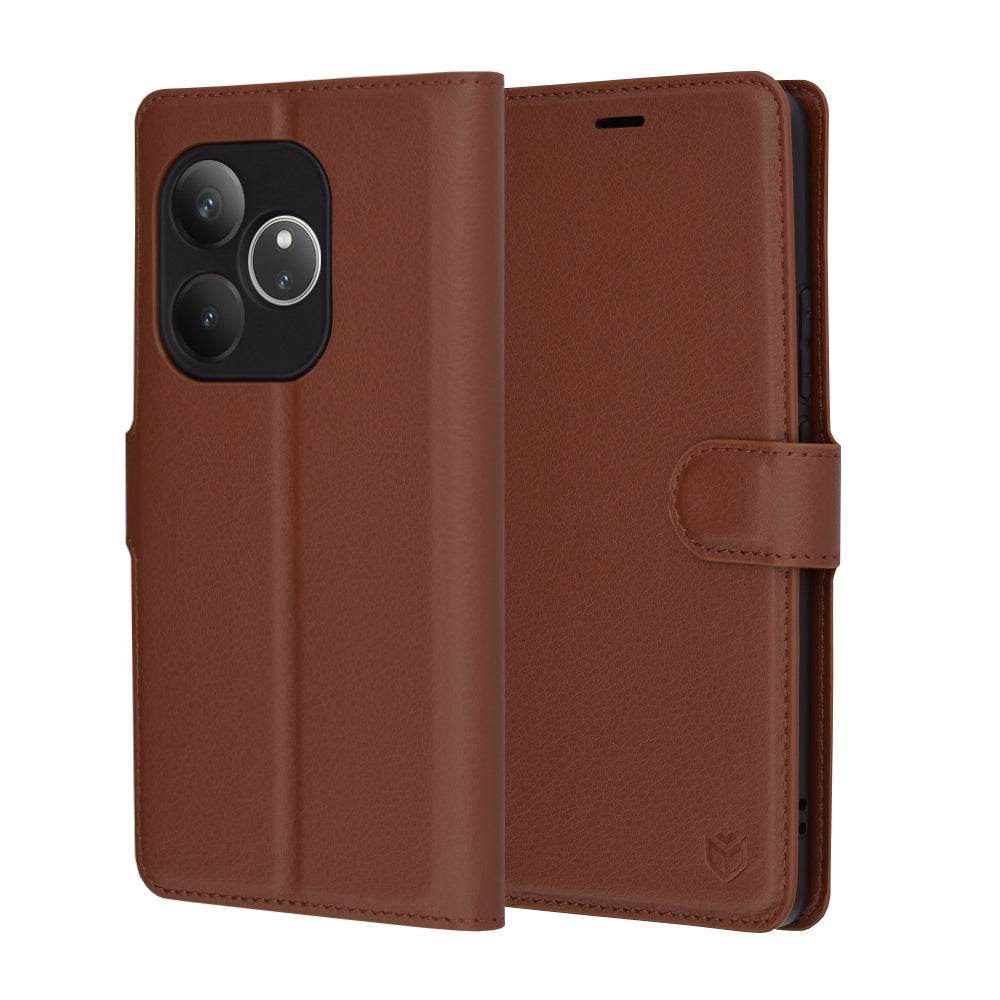 Hoes voor Realme GT 6T / GT 6, Techsuit, Leather Folio, Bruin