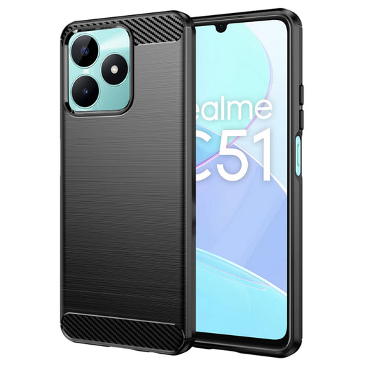 Hoes voor Realme Note 50 / C51, Techsuit, Carbon, Zwart