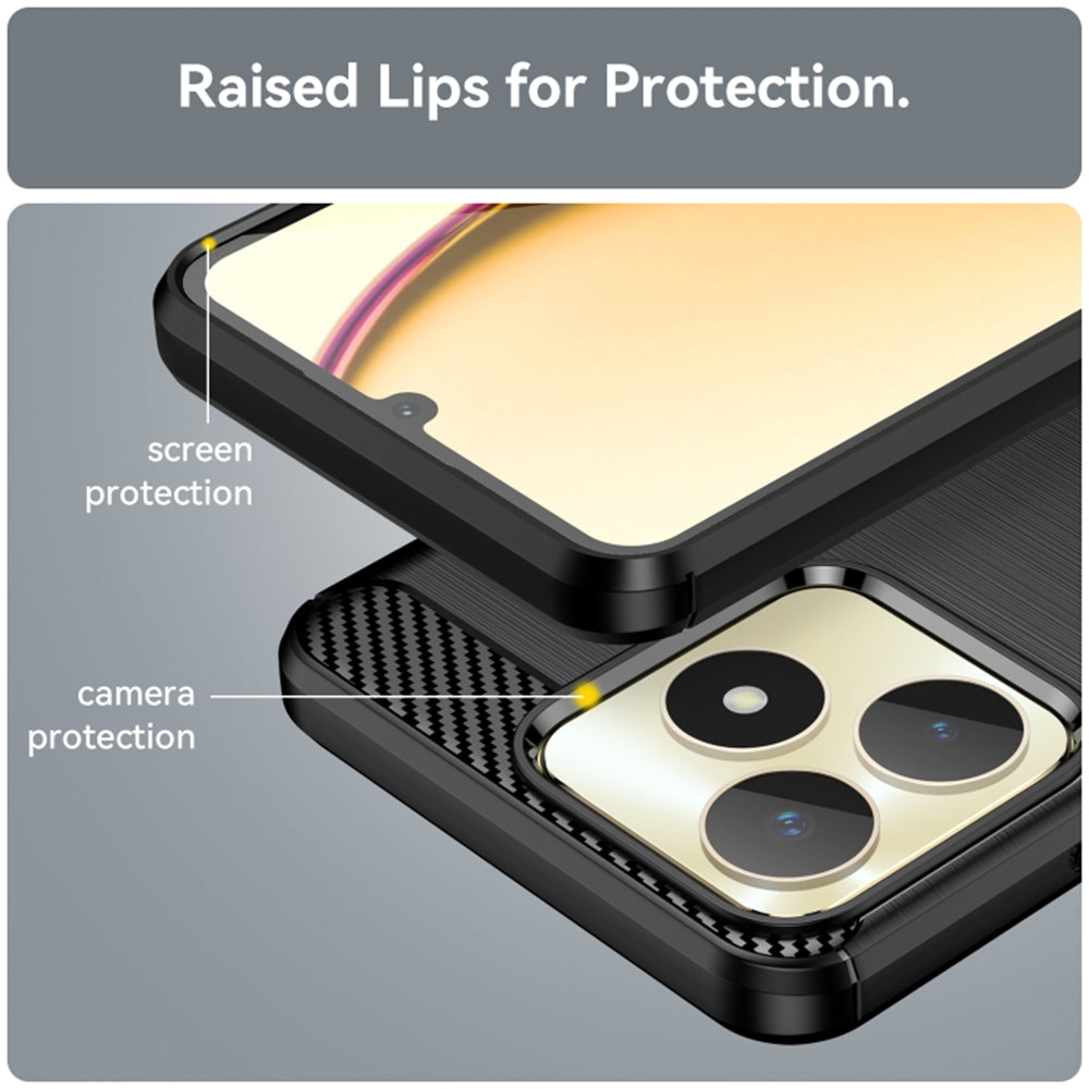 Hoes voor Realme Note 50 / C51, Techsuit, Carbon, Zwart
