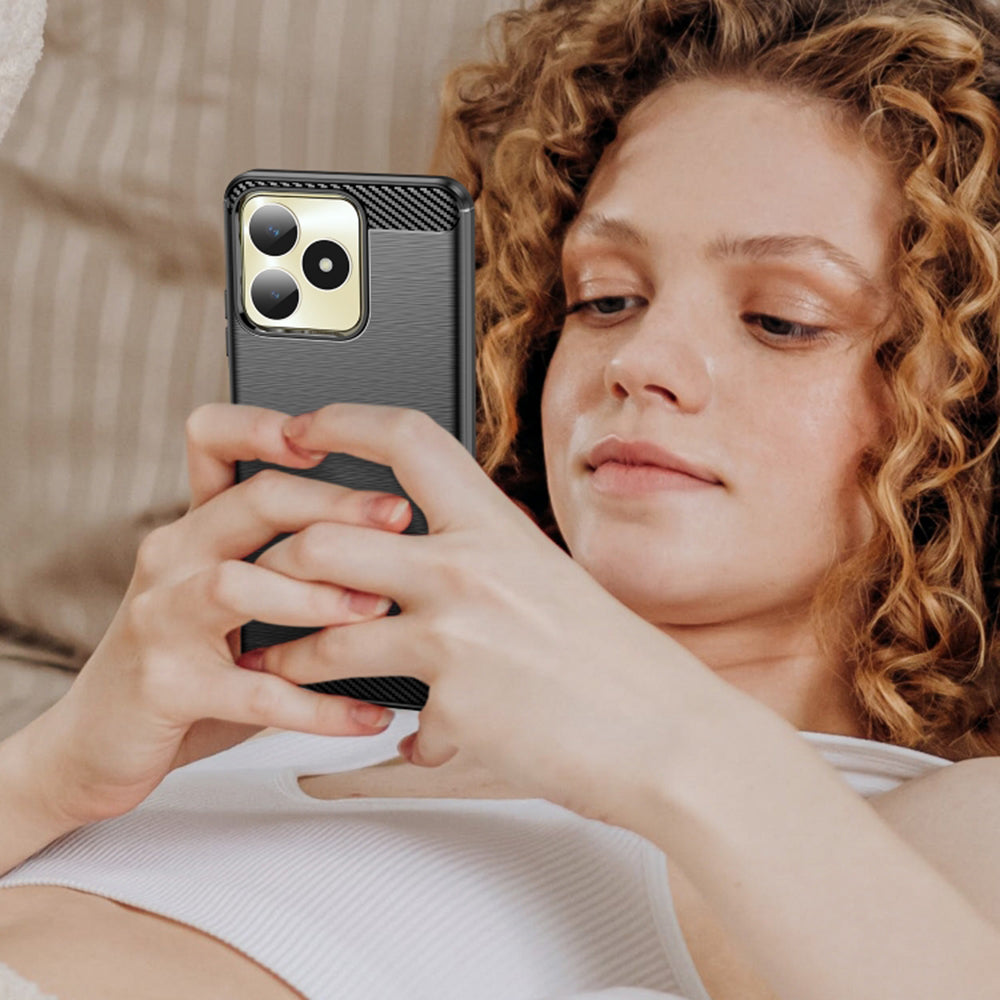 Hoes voor Realme Note 50 / C51, Techsuit, Carbon, Zwart