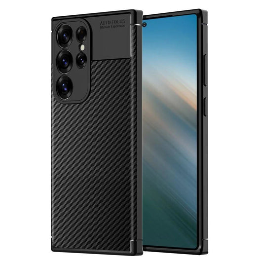 Hoes voor Samsung Galaxy S25 Ultra S938, Techsuit, CarbonFiber, Zwart