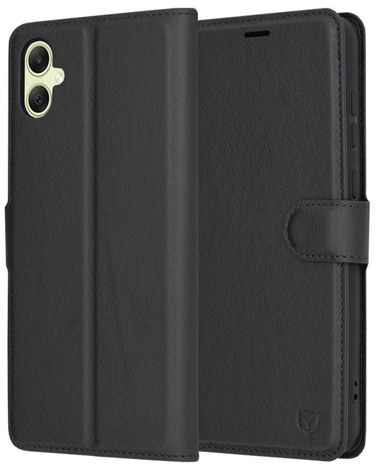 Hoes voor Samsung Galaxy A05 A055, Techsuit, Leather Folio, Zwart