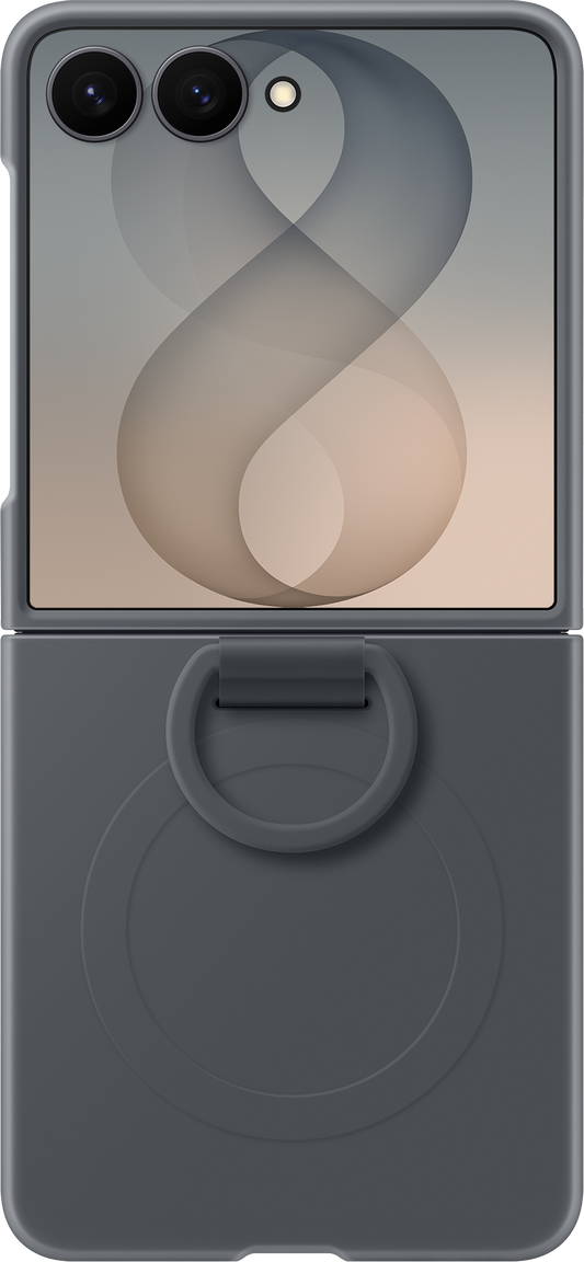 Hoesje voor Samsung Galaxy Z Flip8 F776, Silicone Ring Magnet, Zwart EF-EF776CBEGWW