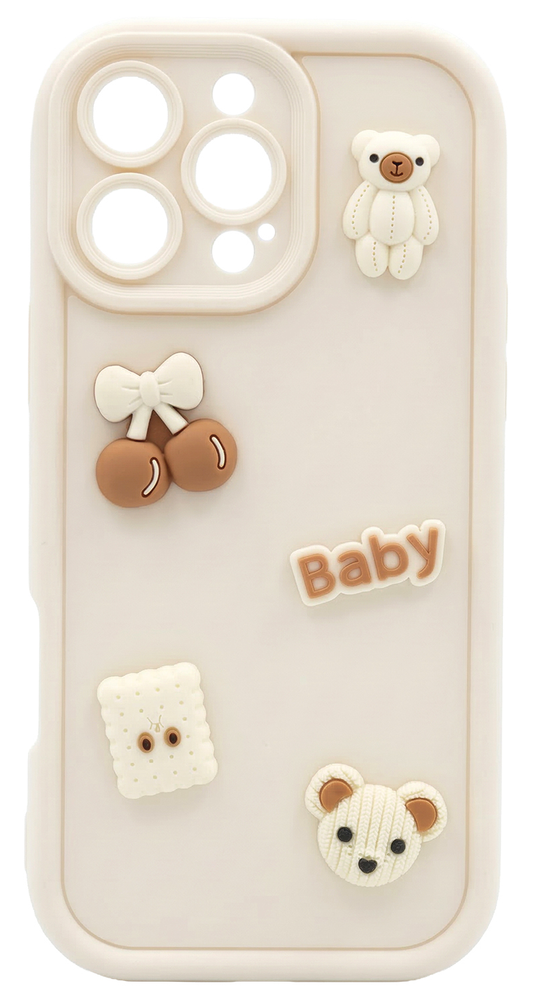 Hoesje voor Samsung Galaxy S25 Ultra S938, OEM, Ultra Trendy 3D Bear, Beige