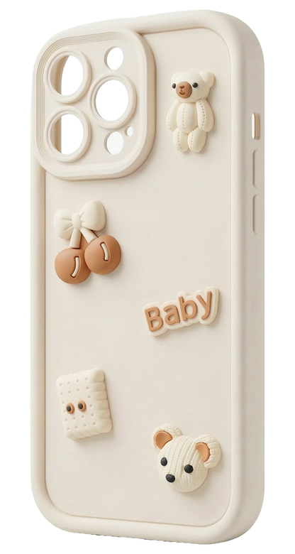 Hoesje voor Samsung Galaxy S26 Ultra S948, OEM, Ultra Trendy 3D Bear, Beige