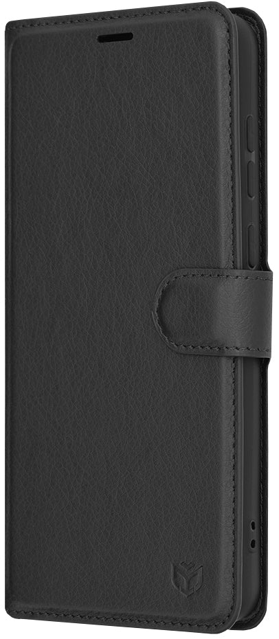 Hoes voor Samsung Galaxy A05 A055, Techsuit, Leather Folio, Zwart