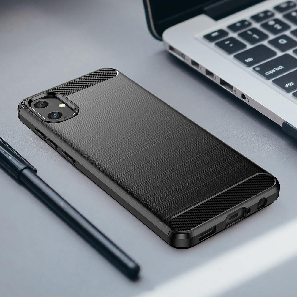 Hoes voor Samsung Galaxy A05 A055, Techsuit, Carbon, Zwart