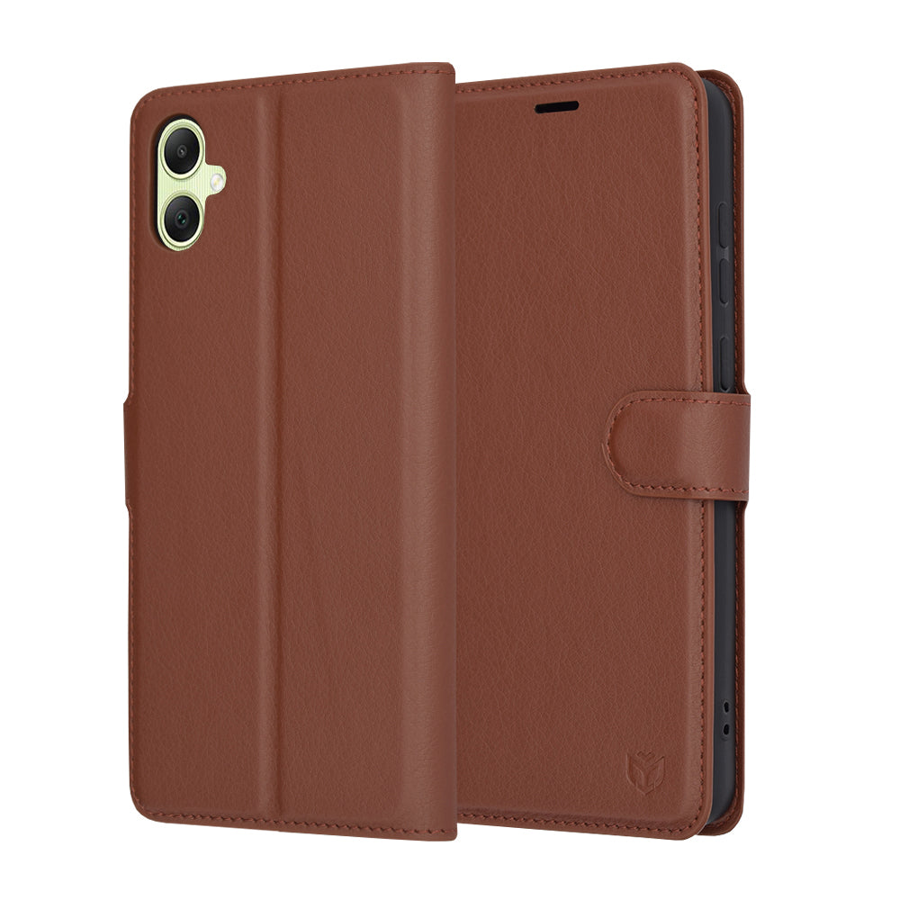 Hoes voor Samsung Galaxy A05 A055, Techsuit, Leather Folio, Bruin