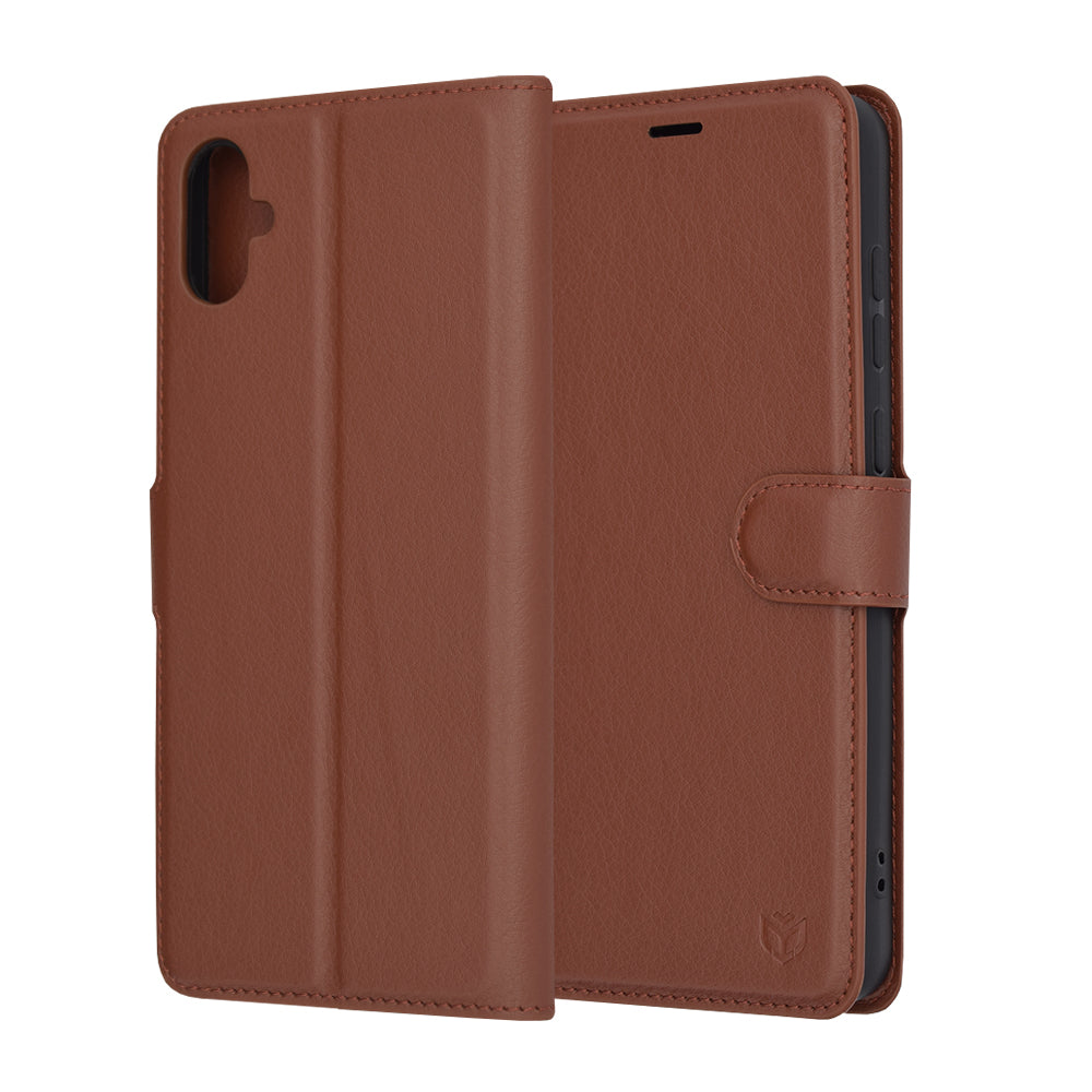 Hoes voor Samsung Galaxy A05 A055, Techsuit, Leather Folio, Bruin