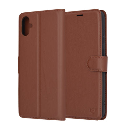 Hoes voor Samsung Galaxy A05 A055, Techsuit, Leather Folio, Bruin