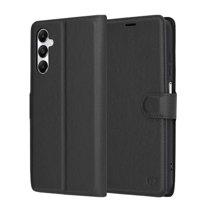 Hoes voor Samsung Galaxy A05s A057, Techsuit, Leather Folio, Zwart