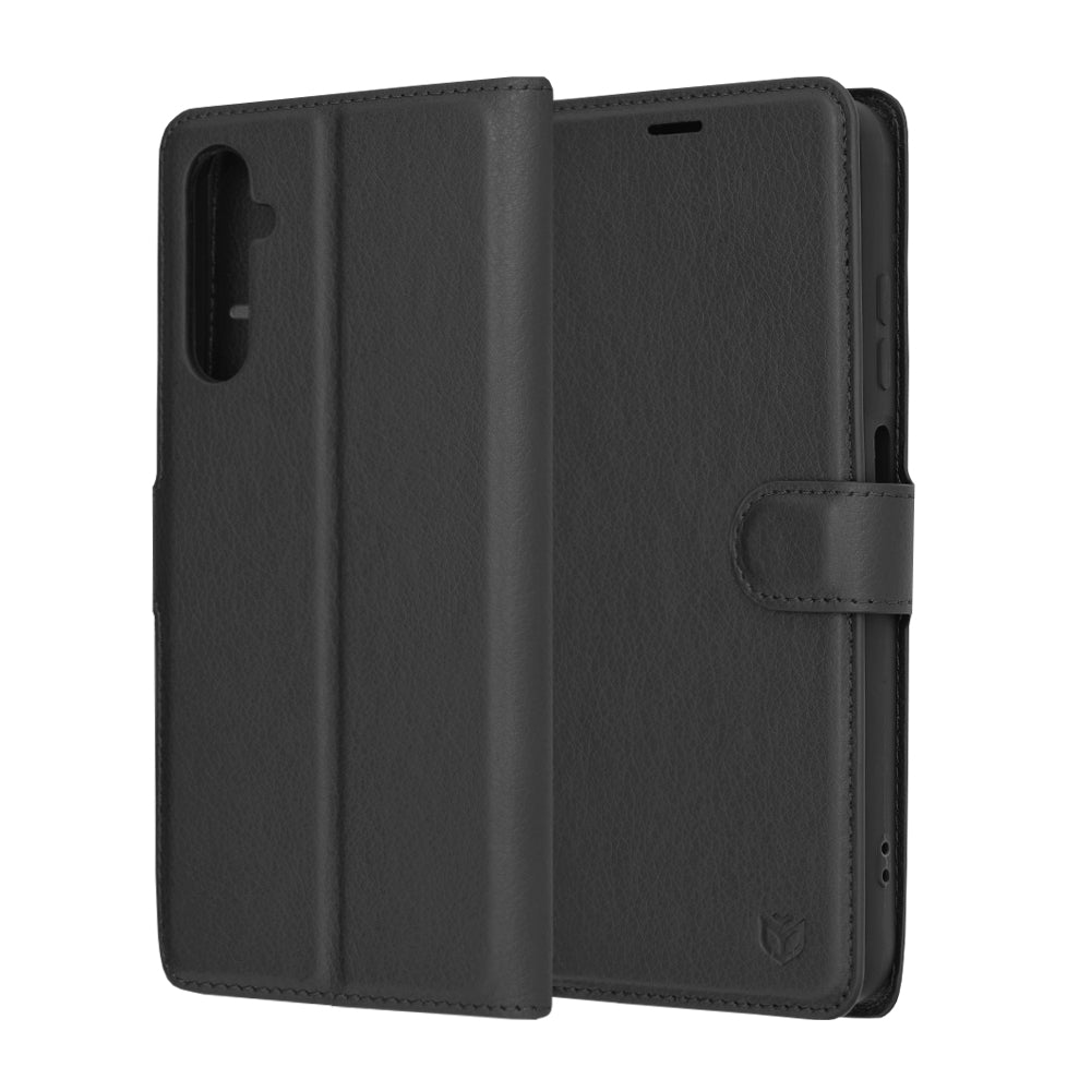 Hoes voor Samsung Galaxy A05s A057, Techsuit, Leather Folio, Zwart