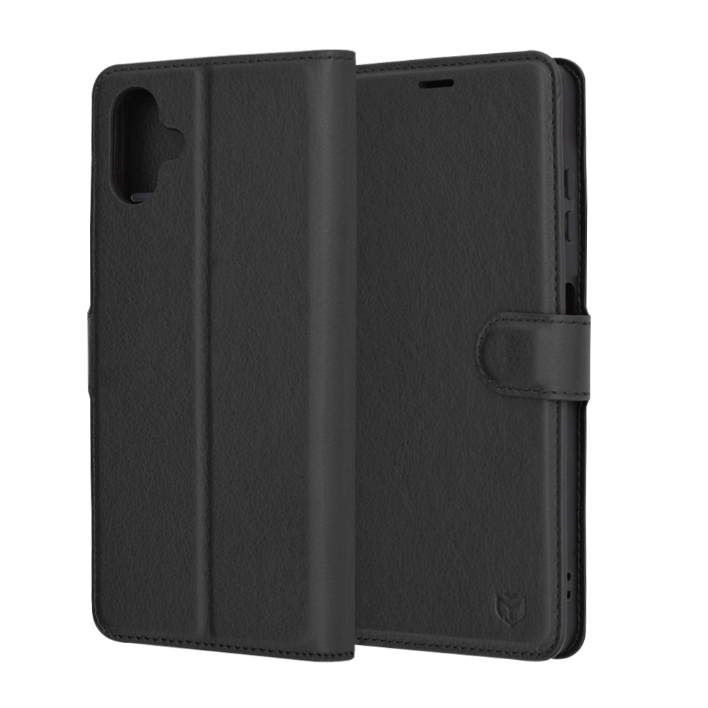 Hoes voor Samsung Galaxy A06 A065, Techsuit, Leather Folio, Zwart