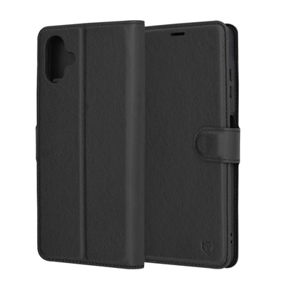 Hoes voor Samsung Galaxy A06 A065, Techsuit, Leather Folio, Zwart
