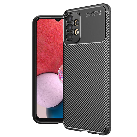 Hoes voor Samsung Galaxy A13 A135, Techsuit, CarbonFiber, Zwart