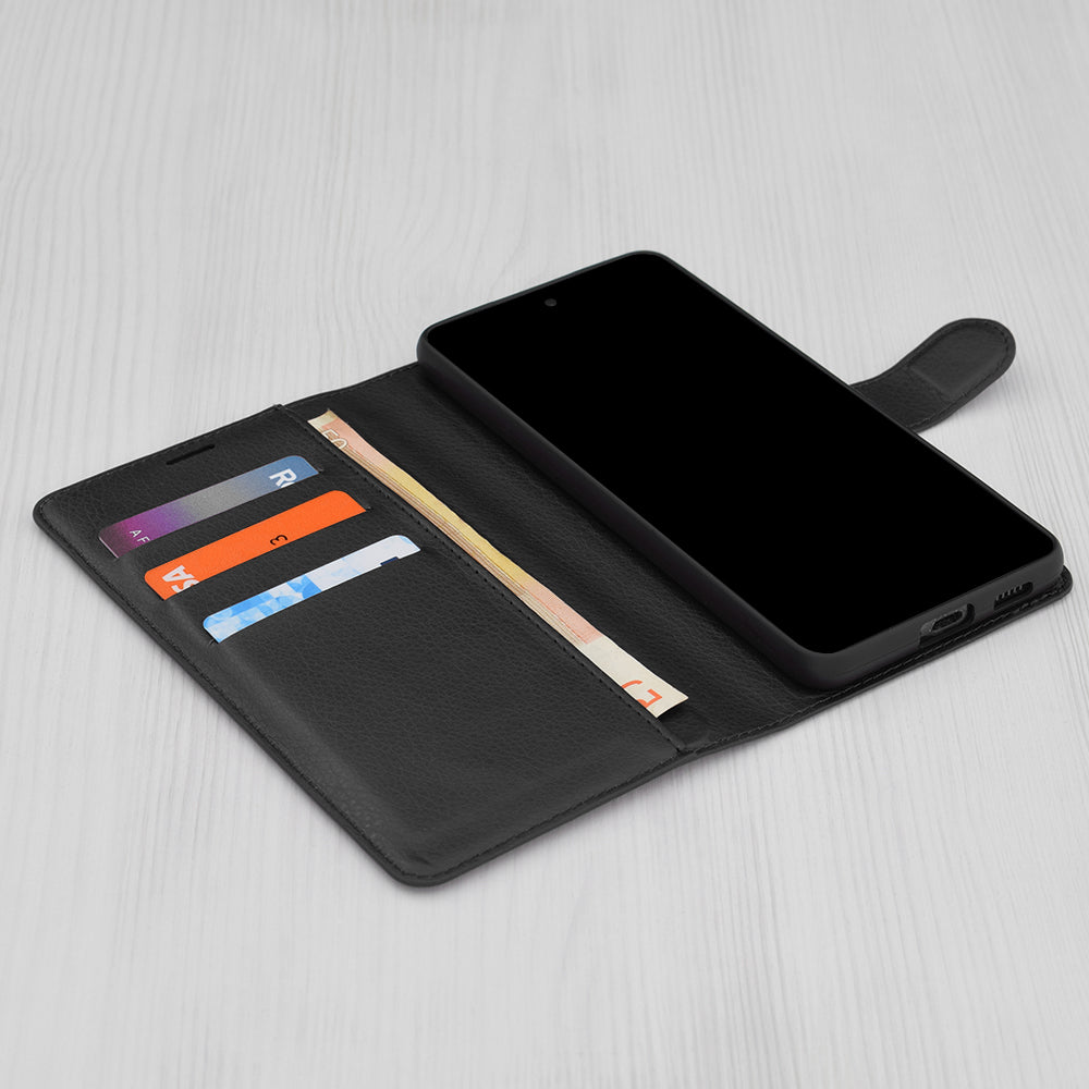 Hoes voor Samsung Galaxy A16 5G A166 / A16 4G A165, Techsuit, Leather Folio, Zwart