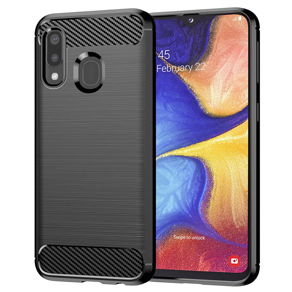 Hoes voor Samsung Galaxy A20e A202, Techsuit, Carbon, Zwart