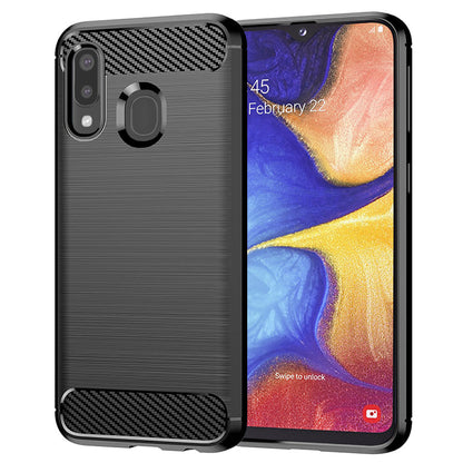 Hoes voor Samsung Galaxy A20e A202, Techsuit, Carbon, Zwart