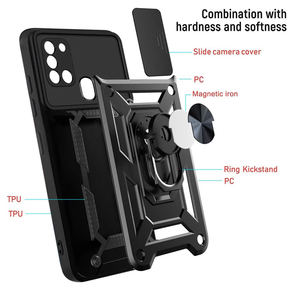 Hoes voor Samsung Galaxy A21s A217, Techsuit, CamShield, Zwart