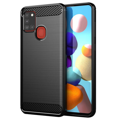 Hoes voor Samsung Galaxy A21s A217, Techsuit, Carbon, Zwart