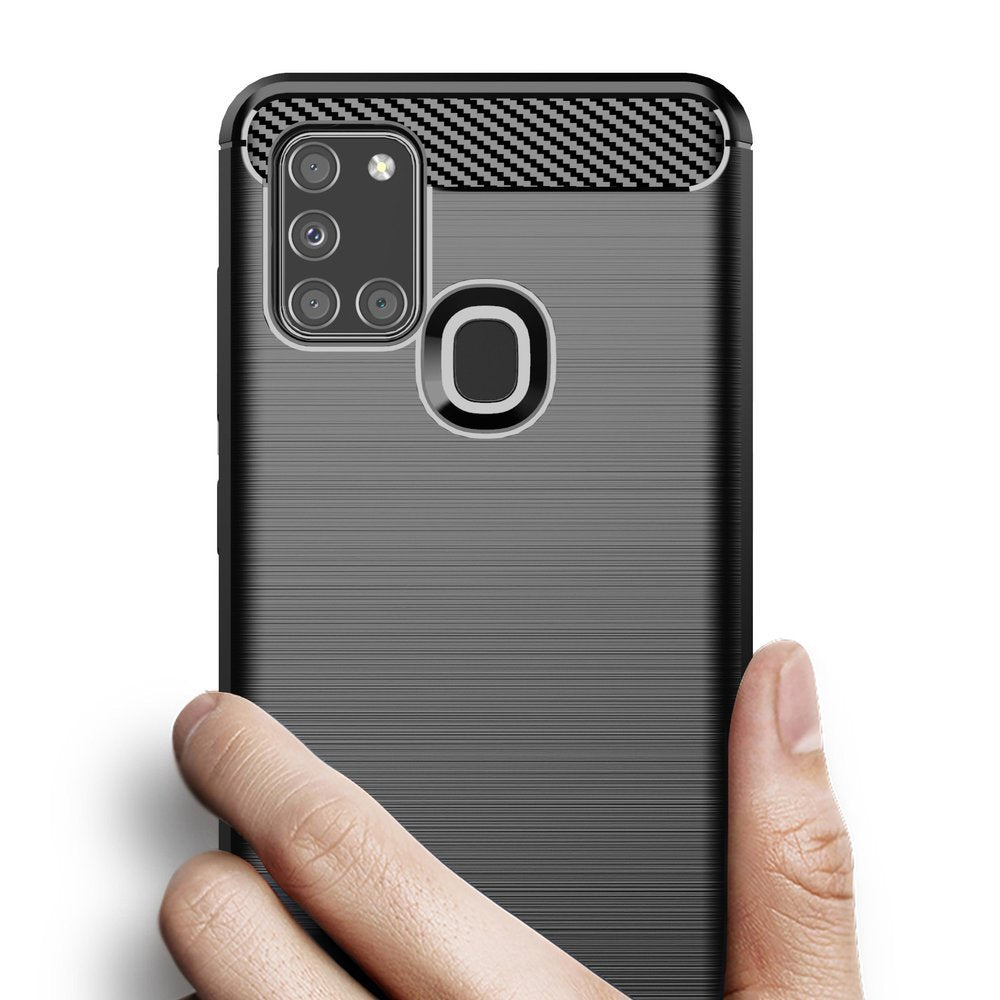 Hoes voor Samsung Galaxy A21s A217, Techsuit, Carbon, Zwart