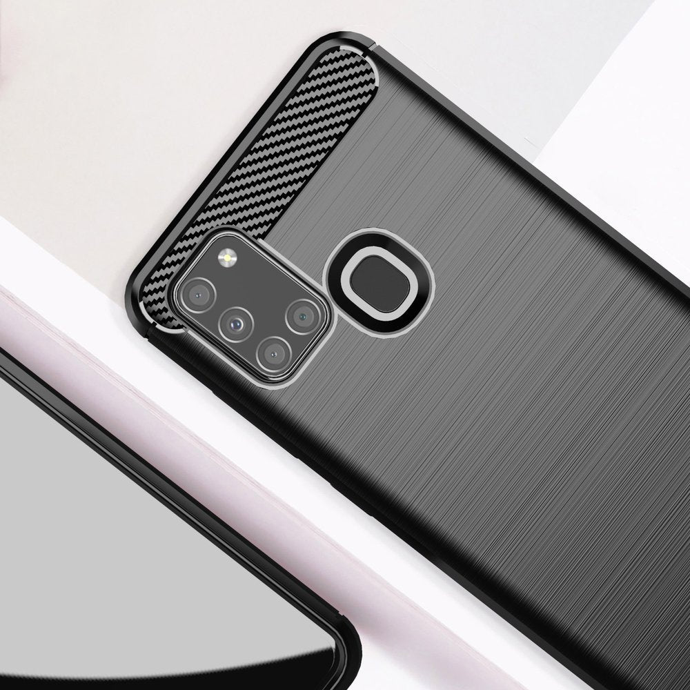 Hoes voor Samsung Galaxy A21s A217, Techsuit, Carbon, Zwart