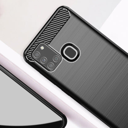 Hoes voor Samsung Galaxy A21s A217, Techsuit, Carbon, Zwart