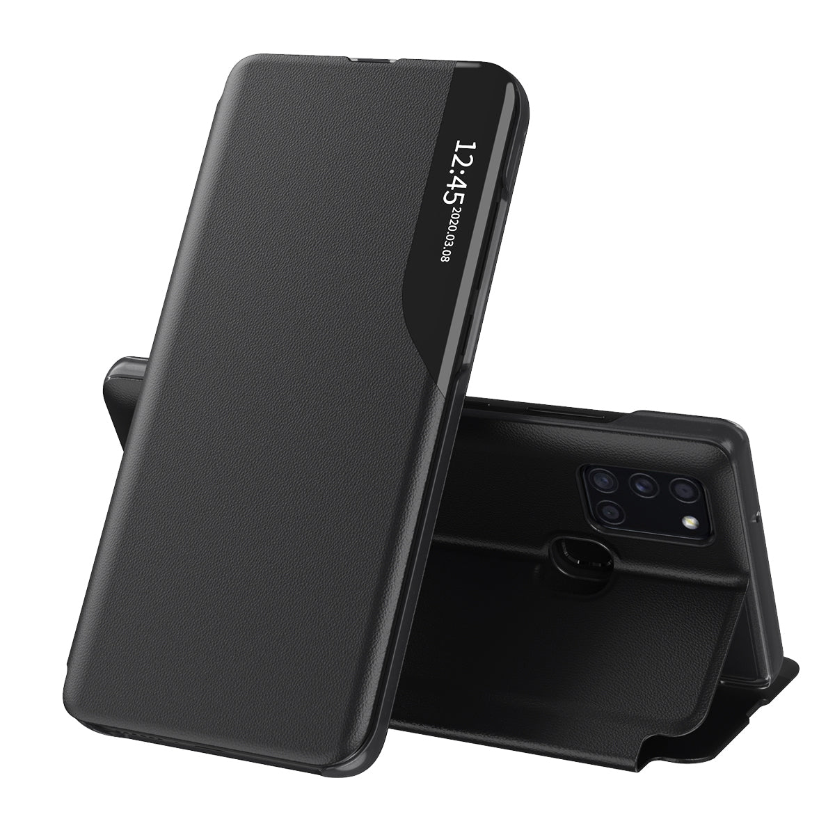 Hoes voor Samsung Galaxy A21s A217, Techsuit, eFold, Zwart