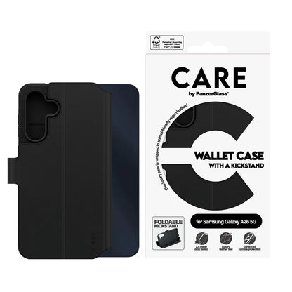 Hoes voor Samsung Galaxy A26 A266, PanzerGlass, Care Feature Kickstand Wallet, Zwart
