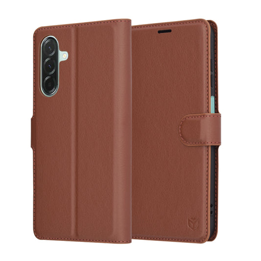 Hoes voor Samsung Galaxy A26 A266, Techsuit, Leather Folio, Bruin