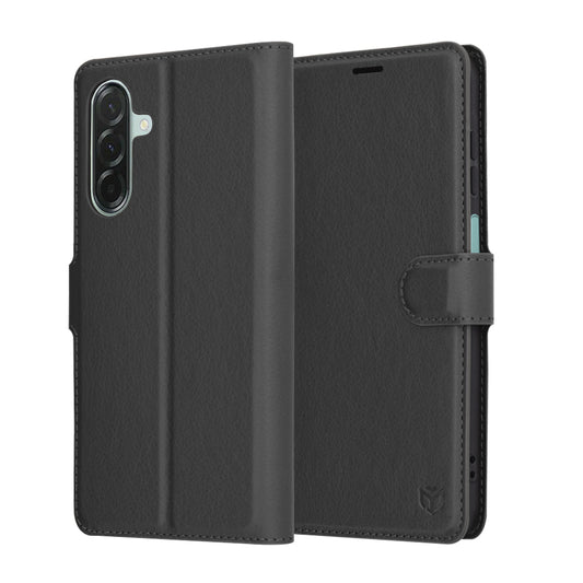 Hoes voor Samsung Galaxy A26 A266, Techsuit, Leather Folio, Zwart