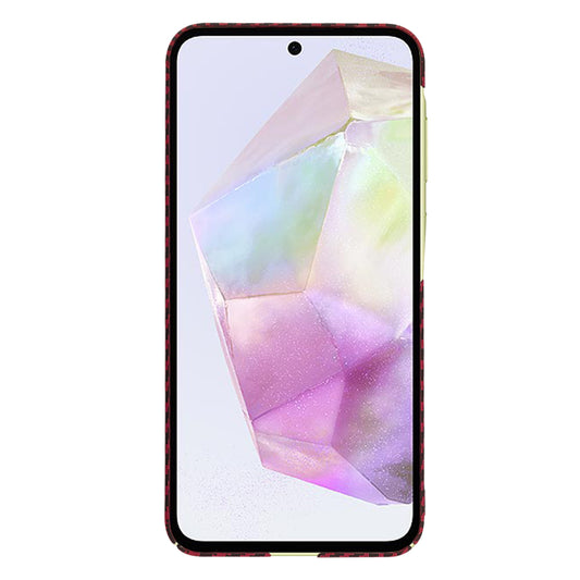 Hoes voor Samsung Galaxy A35 5G A356, Techsuit, Carbonite FiberShell, Rood