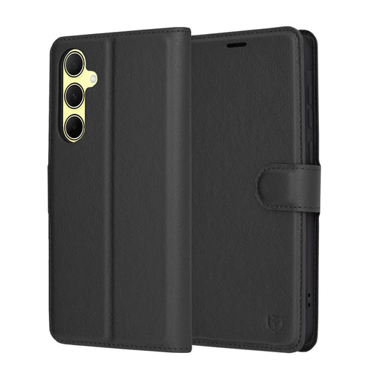 Hoes voor Samsung Galaxy A35 5G A356, Techsuit, Leather Folio, Zwart