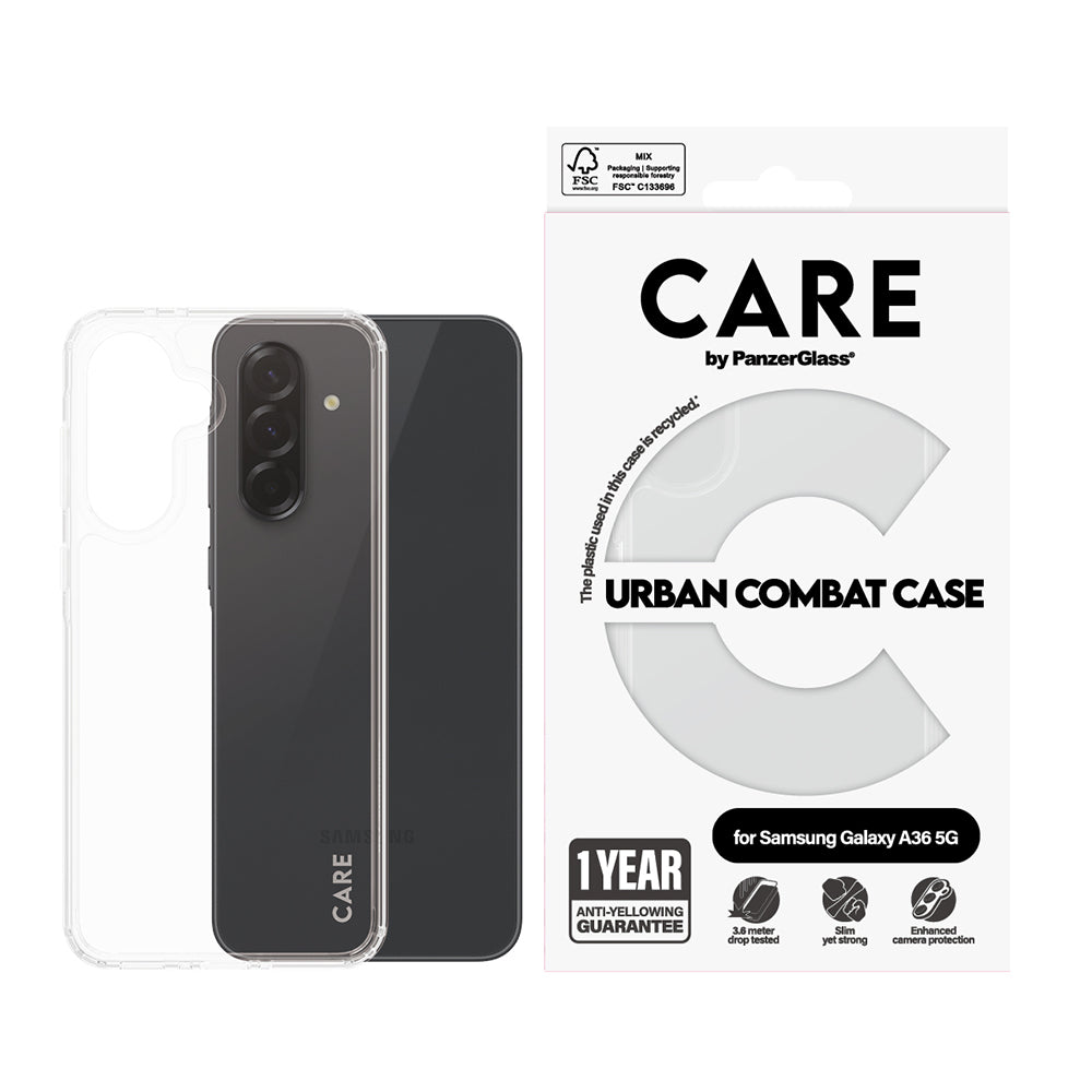 Hoes voor Samsung Galaxy A36 A366, PanzerGlass, Care Urban Combat, Transparant