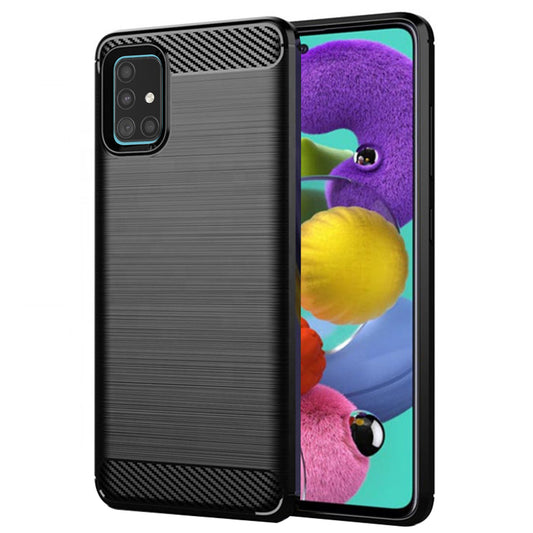 Hoes voor Samsung Galaxy A51 A515, Techsuit, Carbon, Zwart