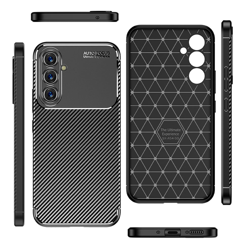 Hoes voor Samsung Galaxy A54 A546, Techsuit, CarbonFiber, Zwart